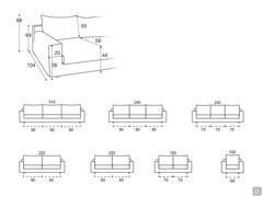 Modularität und verfügbare Abmessungen für das Strip-Sofa