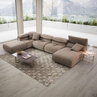 Modulares Sofa Monterey mit verstellbarer Rückenlehne aus Samt