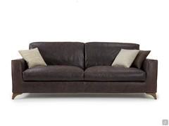 Lineares Sofa Elwood, 235 cm, mit Lederbezug und Holzfüßen