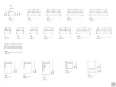 Verfügbare Elemente und Modularität für das Sofa Harvey