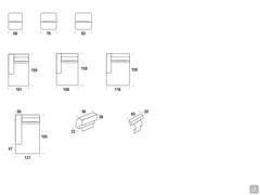 Modularität und verfügbare Elemente für das Sofa Attitude: Mittelelemente, Chaiselongue, Dormeuse und Optionen