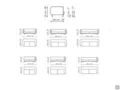 Diagramme und Abmessungen von Saddle linear Sofas und Abschlusselementen