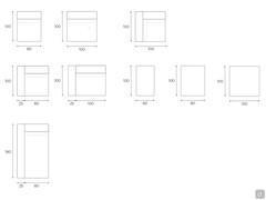 Verfügbare Elemente und Modularität für das Sofa Paros
