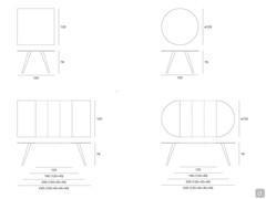 Runder oder quadratischer Chester-Tisch - Maßdiagramme der erweiterbaren und festen Versionen