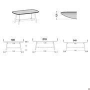 Modelle, Maße und Kantendetails des Alfred-Tisches mit geformter Platte