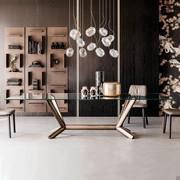 Planer Tisch von Cattelan mit Kristallplatte und Struktur in Metall gestrichen brushed bronze