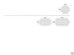 Atriumtisch mit Keramiksteinplatte und abgerundeten Ecken - Sitzplatzschema tisch