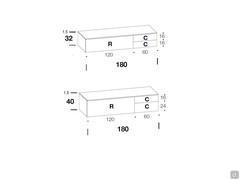 Fly TV Stand - Modelle mit Klappentüren und übereinanderliegenden Schubladen Breite 180 cm