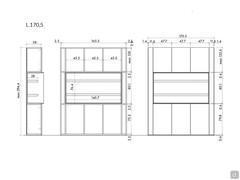 Wohnzimmerschrank mit zentralem Fach - Spezifische Maße Version mit Mitteltür: cm 170,5