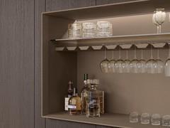 Bar Fach mit Ablage und Glashalter mit LED-Beleuchtung oben