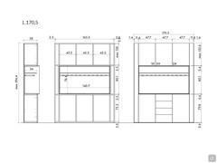 Barschrank für modernes Wohnzimmer Lounge - Spezifische Maße der Version mit zentralen Schubladen: 170,5 cm