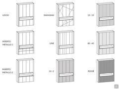 Doppelseitiger Raumteilerschrank mit Elektro-Kamin Lounge - Typologie der Fronten