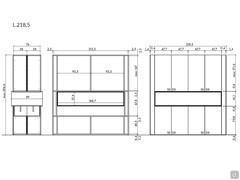 Doppelseitiger Trennwandschrank mit Lounge-Kamin - Spezifische Abmessungen cm 218,5