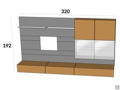 FreeHand 13 Wall System: Gesamtabmessungen und Proportionen der 320 cm langen Komposition