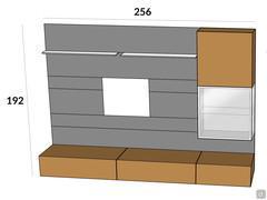 FreeHand 13 Wall System: Gesamtabmessungen und Proportionen der 256 cm langen Komposition