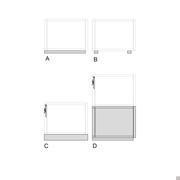 Basiselelement mit Schubladen Plan - Typologie der Installation: A) Sockel B) Füße C) Bank D) Behälterelement