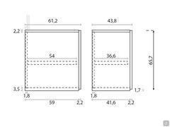 Tiefendiagramm des Wide Drehtüren Unterschrank, erhältlich in 61,2 und 43,8 cm