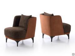 Amanda armchair with two-tone fabric and Nubuck leather upholstery