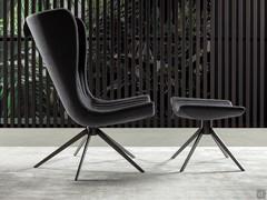 Wrap-around swivel armchair Colibrì by Bonaldo with matching footstool pouf