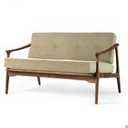 Amaya two-seater small sofa with solid wood structure and upholstered cushions