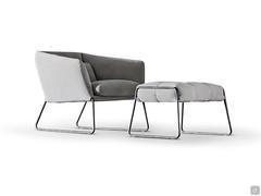 Design armchair with metal frame Nikos by Bonaldo with optional footrest