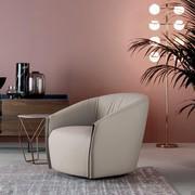 Bodo armchair with swivel base by Bonaldo, upholstered entirely in leather