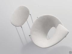 Lock by Bonaldo round armchair upholstered in white fabric with a matching footrest