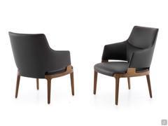 Armchair with solid wood legs Velis in the version with the high backrest