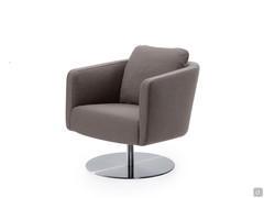 Rubina swivel armchair with central chromed metal pedestal