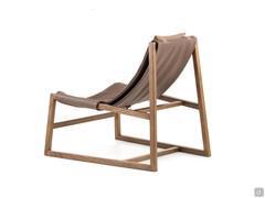 Holly wood and leather armchair with solid wood structure - rear view