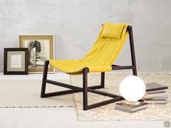 Holly armchair structure in wengè painted ashwood and Mustard yellow leather