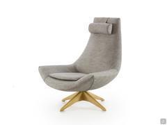 Agata armchair with high backrest and swivel wooden base