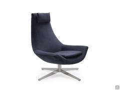 Agata swivel armchair with high backrest and chromed metal spoke base (spoke base not available, see picture at bottom of gallery to view new model)