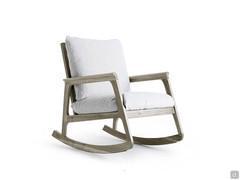 Rocking armchair Yumi with solid gray walnut frame