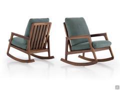 Rocking armchair Yumi with a solid walnut frame that denotes skilled craftsmanship