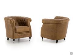 Armchair Isadora in retro cognac-colored leather