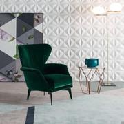 Lovy modern velvet bergère armchair by Bonaldo with tall pointy feet in the same colour