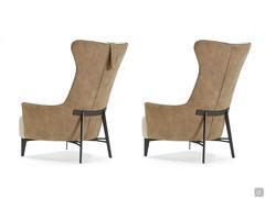 View of the back of the Laurel armchair with and without optional headrest pillow