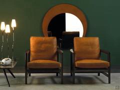 Halley armchair with wooden structure and Tuscania leather upholstery