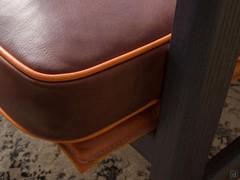 Detail of the profile on the seat cushion made in contrasting colors