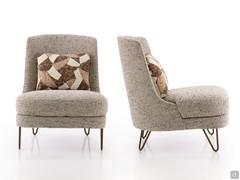 Front and side view of the Beatrix armchair, displaying its harmonious proportions