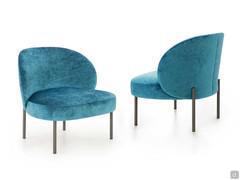 Armchair Rakel upholstered in Vegas velvet color 073 light teal