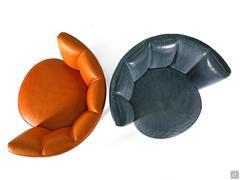 View of the leather Petra armchair from above 