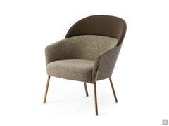 Armchair Just with legs in brushed bronze finish, two-tone fabric upholstery