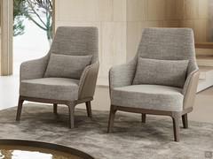 Two-tone armchair with armrests Michela and a backrest cushion that increases comfort