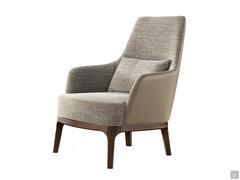 Two-tone armchair with armrests Michela and solid ash wood base stained Canaletto Walnut