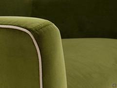 Azimut 505 green velvet armrest detail with Gros-Grain profile 4508