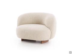 Aralia upholstered armchair with Marmolada bouclè fabric cover and solid American walnut wood base