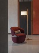 Upholstered swivel armchair with wooden frame Velis upholstered in fabric