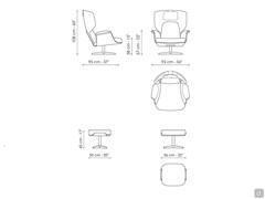 Modern reading armchair Olos Bergère by Bonaldo - Diagrams and dimensions